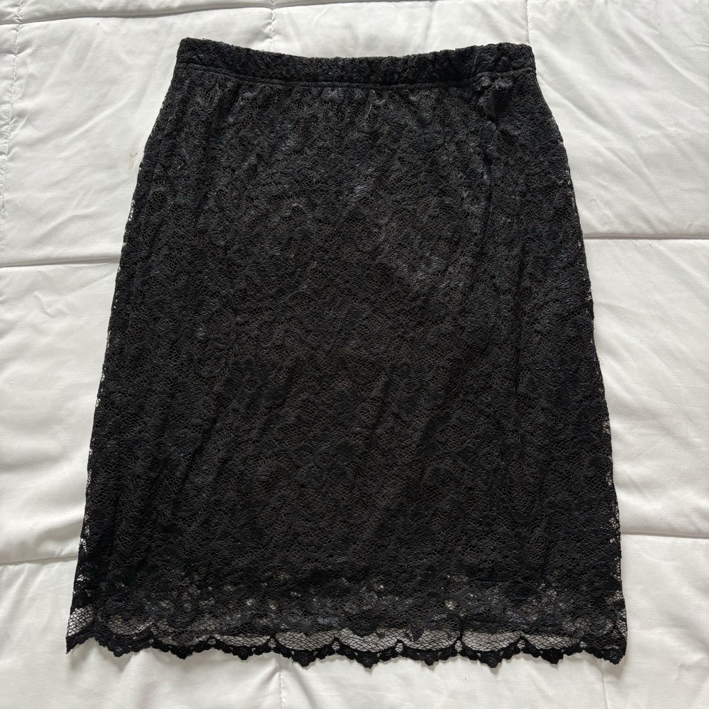 Vintage 90s Midi Skirt Womens Large Black Lace Grunge Goth Vampire Witchy Dainty